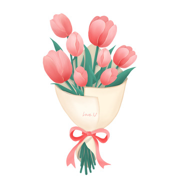 手绘郁金香母亲节520情人节花束