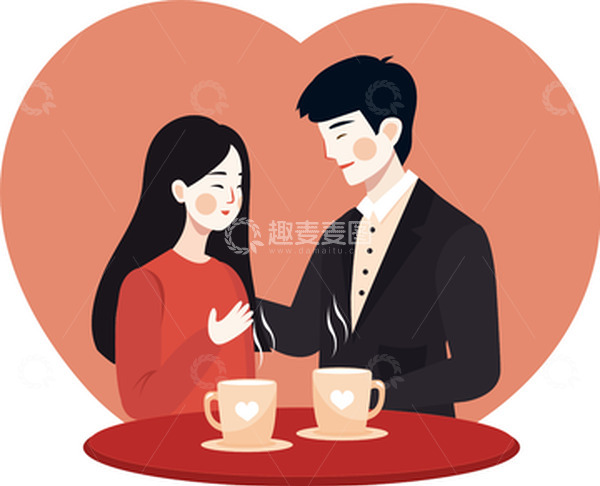 源文件下载【趣麦麦图】情人节情侣矢量人物浪漫杯子约会表白男女