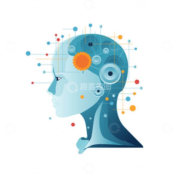 源文件下载【趣麦麦图】蓝色创意科技ai机械头部机器人信息可视化
