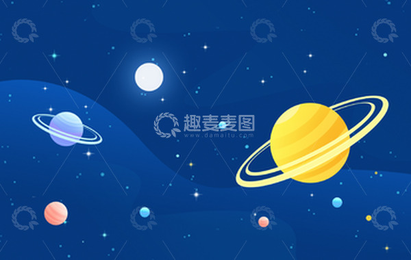 源文件下载【趣麦麦图】-唯美浪漫星空插画天空背景
