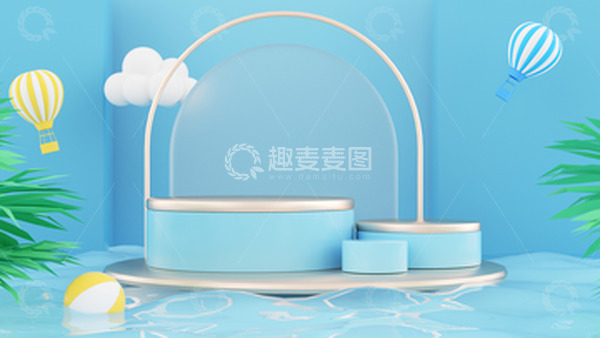 立夏C4D水面展台海报背景