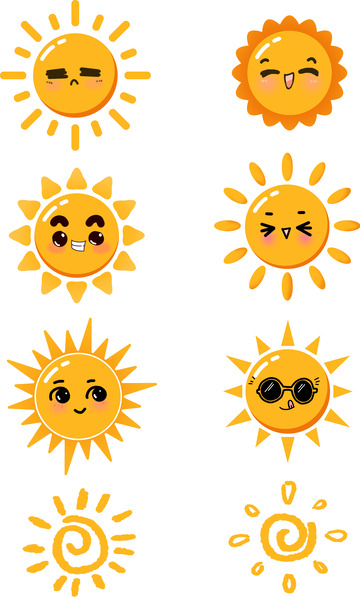 卡通表情太阳