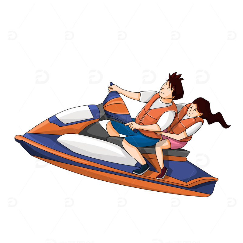 51夏日旅游情侣约会海边户外活动海上摩托