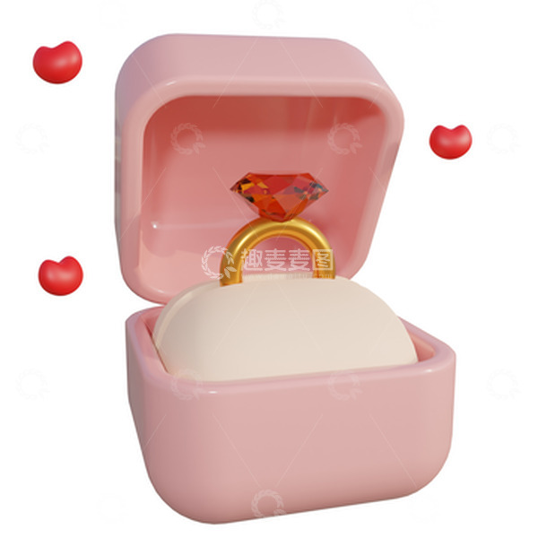 源文件下载【趣麦麦图】520粉色钻戒3D模型