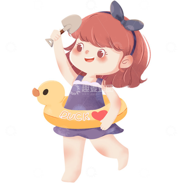 夏季游泳玩耍小女孩