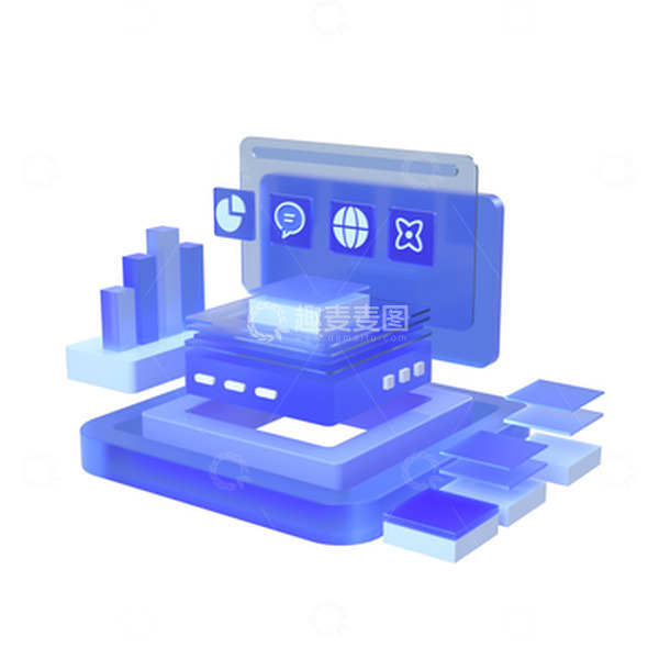 源文件下载【趣麦麦图】3D立体互联网智能信息统计