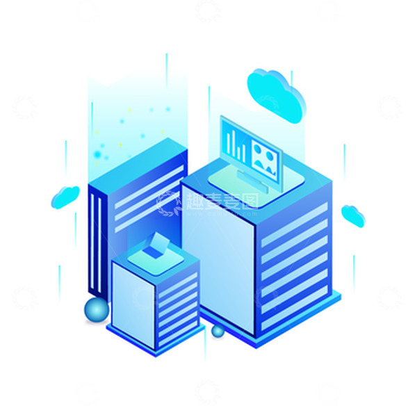 源文件下载【趣麦麦图】蓝色2.5D设备信息可视化元素