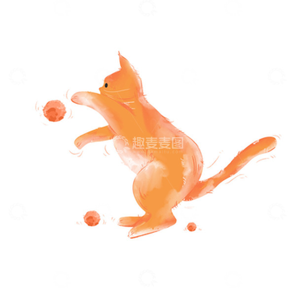 源文件下载【趣麦麦图】-手绘水彩卡通猫咪玩耍动态可爱元素