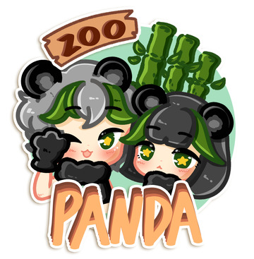 手绘熊猫兄妹拟人可爱熊猫元素