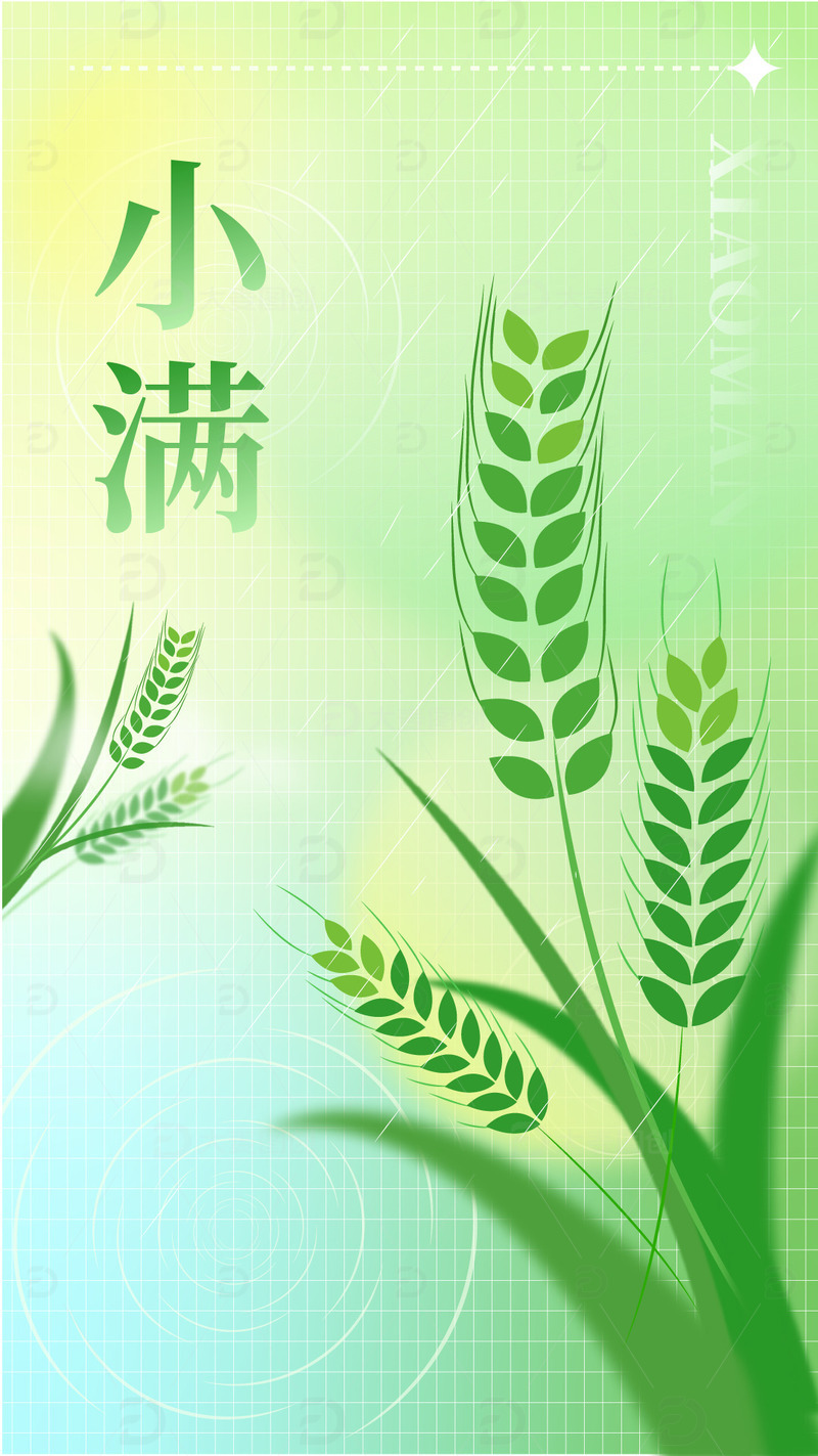 创意渐变弥散风小满二十四节气雨水清新背景