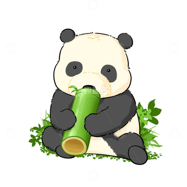 源文件下载【趣麦麦图】可爱熊猫手绘图竹子竹叶