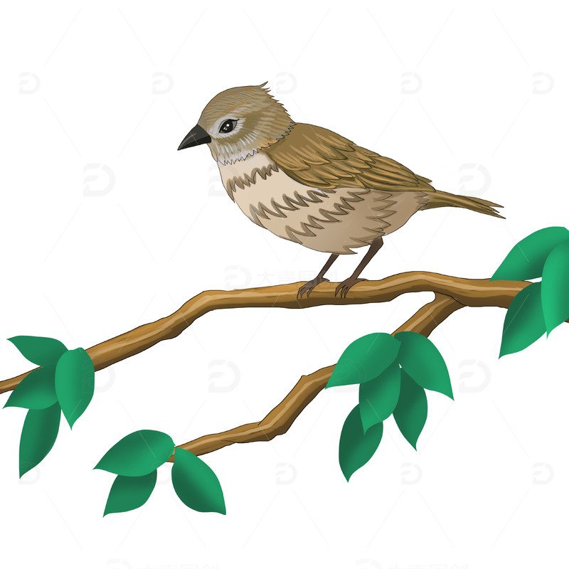 源文件下载【趣麦麦图】动物小鸟枝头可爱卡通