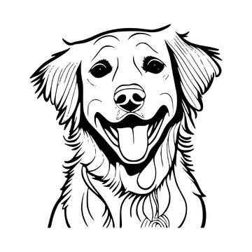 可爱的金毛犬黑白矢量图形