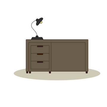 扁平课桌书本文具台灯书桌办公桌开学季元素