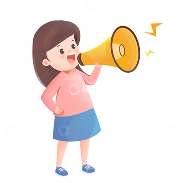 源文件下载【趣麦麦图】-女孩手拿喇叭呐喊