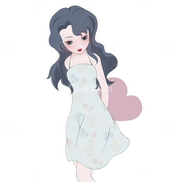 源文件下载【趣麦麦图】520小清新害羞红唇女孩