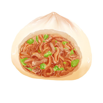 包子手绘猪肉包