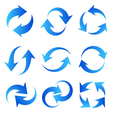 蓝色科技渐变循环箭头矢量元素