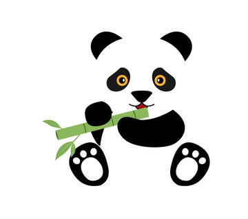 卡通手绘吃竹子熊猫