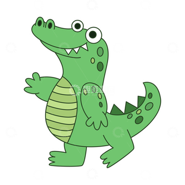 源文件下载【趣麦麦图】卡通简笔线描可爱的鳄鱼