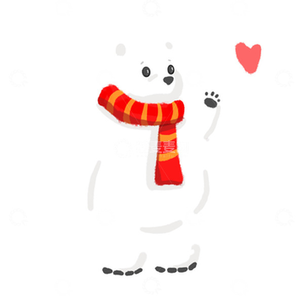 源文件下载【趣麦麦图】可爱动物北极熊温暖爱心手绘图
