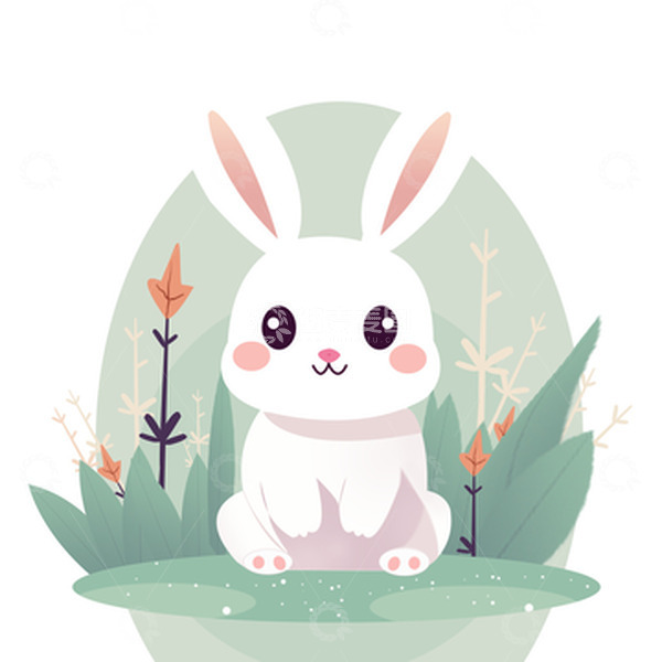 源文件下载【趣麦麦图】简约插画兔子