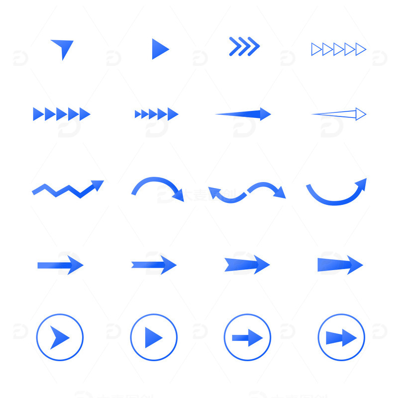 源文件下载【趣麦麦图】蓝色渐变科技箭头元素