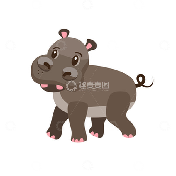 源文件下载【趣麦麦图】卡通矢量河马元素