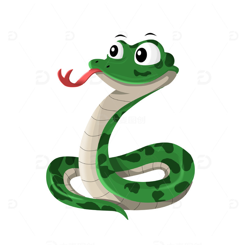 卡通吐舌头的可爱简约小青蛇