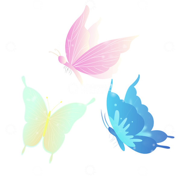 源文件下载【趣麦麦图】-春天夏天蝴蝶草丛农田昆虫彩色渐变手绘