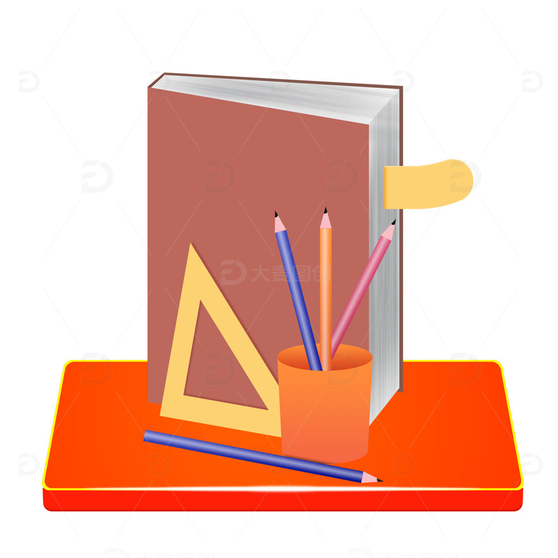 源文件下载【趣麦麦图】卡通立体文具素材书本学习
