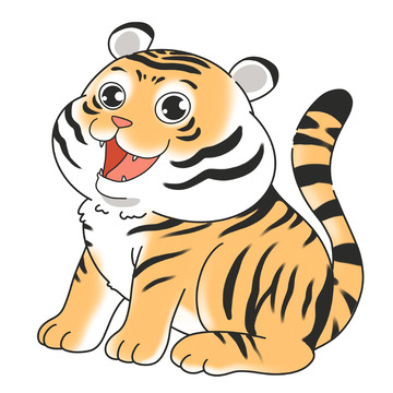 卡通动物老虎手绘元素