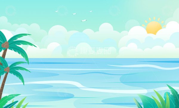 源文件下载【趣麦麦图】蓝色扁平卡通夏天夏季促销展板海报宣传背景