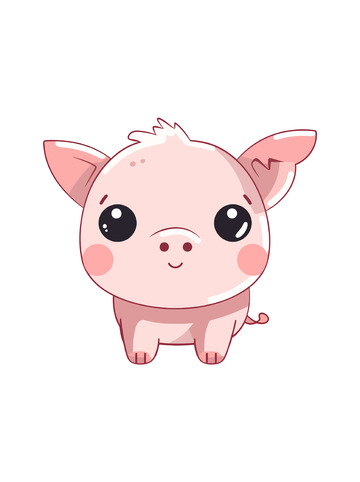 手绘卡通可爱粉色简笔画小猪