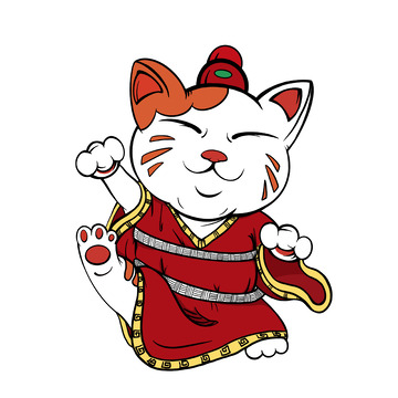 萌宠手绘国潮招财猫