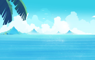 夏天海边椰子树景色背景