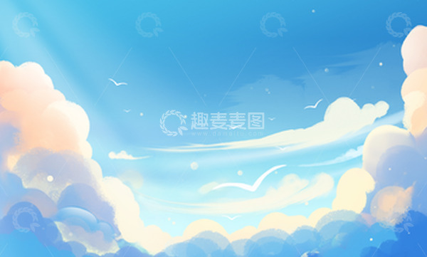 源文件下载【趣麦麦图】梦幻蓝天白云蓝天唯美天空夏天海报背景
