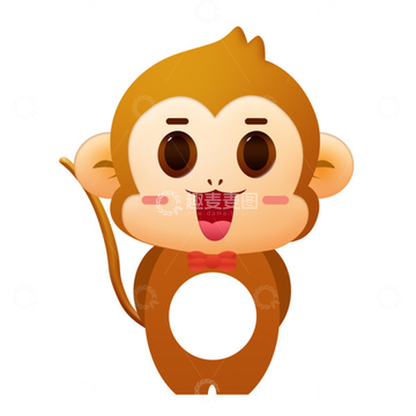 源文件下载【趣麦麦图】站立的猴子动物卡通猴子可爱