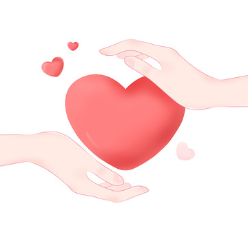 手绘卡通人物手捧爱心装饰插画元素