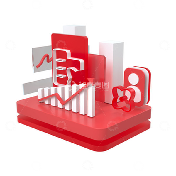 源文件下载【趣麦麦图】3D立体红色互联网科技人工智能分析