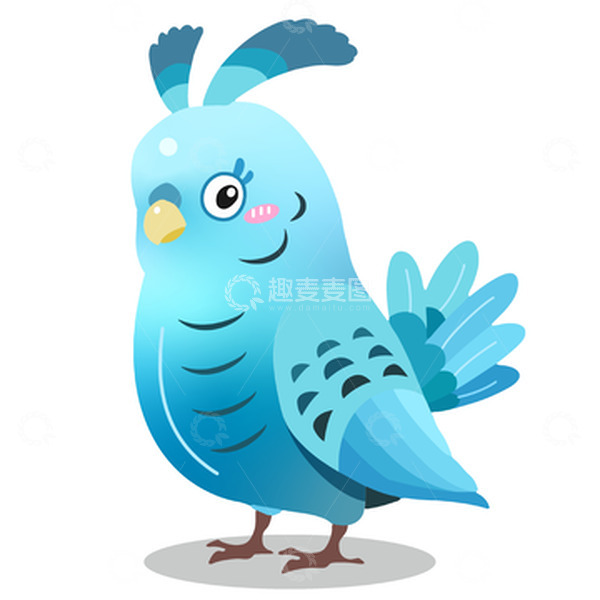 源文件下载【趣麦麦图】-蓝色卡通鹦鹉矢量图