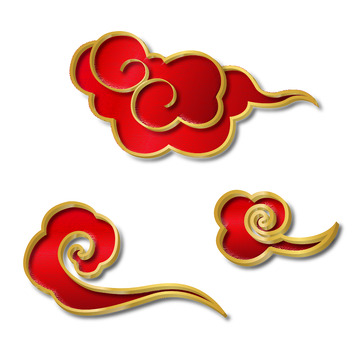 红金立体祥云矢量插画元素