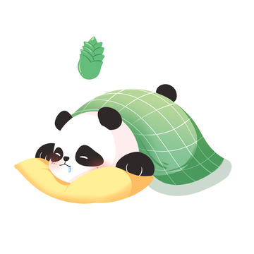 卡通手绘动物熊猫睡觉