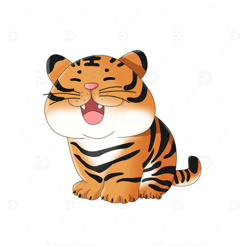 源文件下载【趣麦麦图】-卡通可爱叫唤的小老虎