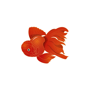 红色金线国潮金鱼矢量插画元素