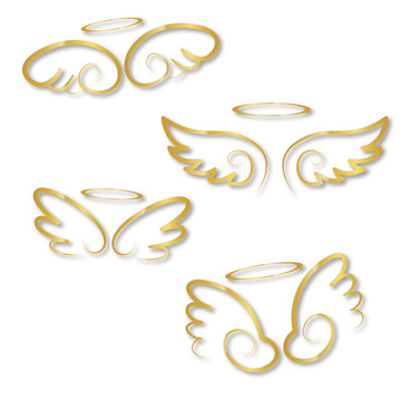 金色翅膀光环矢量插画元素