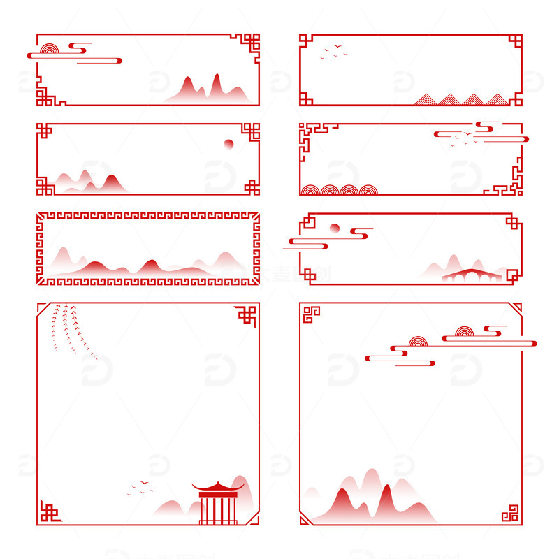 矢量古风中式边框