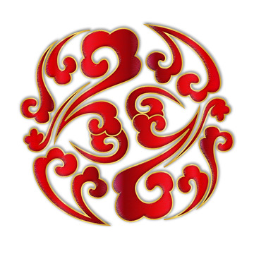 金边红色祥云图案矢量元素