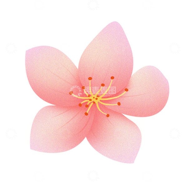 源文件下载【趣麦麦图】-粉色春天手绘机理风花朵元素