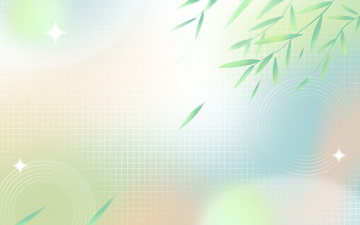 弥散风小清新树叶晕染渐变海报格子背景